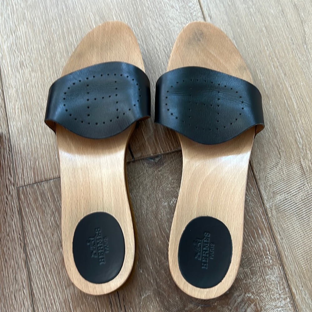 Hermes Clogs - black leather